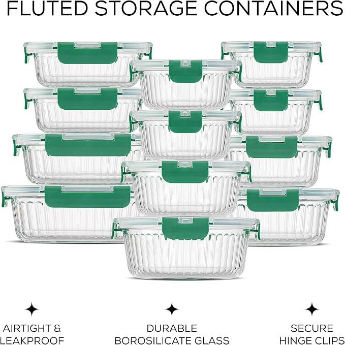 JoyJolt 24pc Borosilicate Glass Storage Containers with Lids | 12 Airtight/Freezer Safe Food Storage Containers for Pantry and Kitchen | Meal Prep Container for Lunch | Glass Tupperware Set - Image 2