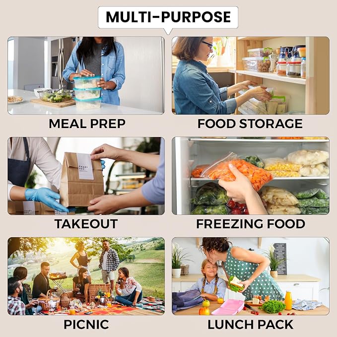 Klex 28 Oz, 150 Sets Meal Prep Containers with Airtight Lids, BPA Free, Reusable Plastic Food Container, 28 oz, Rectangular, Black/Clear, 150 Sets - Image 6