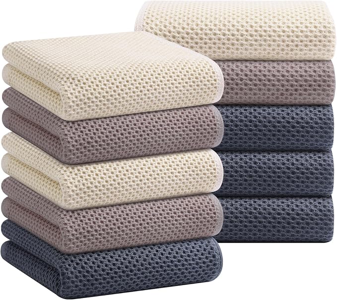 Homaxy 100% Cotton Waffle Weave Kitchen Towels, 10-Pack, Mixed Color | Ultra Soft Absorbent Dish Towels, Quick Drying Cleaning Towels, 13 x 28 Inches by Homaxy