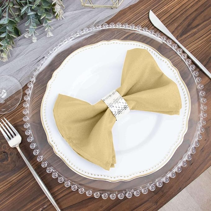 Efavormart Premium Cloth Napkins Set of 5, 17x17 Inch Champagne Seamless Dinner Napkins, Washable Linen Table Napkin Cloth with Hemmed Edges for Weddings, Party and Banquet - Image 2