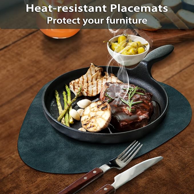ADRIMER Placemats, Heat Resistant Round Placemats Set of 12 Washable 13 x 17 Inch, Waterproof Table Mats Wipeable for Kitchen, Dining Room Table Christmas Decor, Dark Blue - Image 2