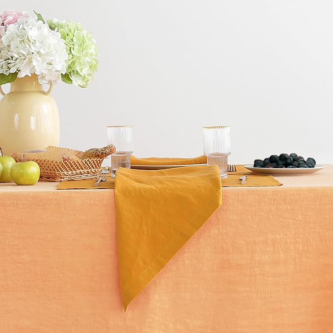 100% Linen Napkins 20x20Inch Set of 4,Cloth Napkins Dinner Napkins,Stone Washed Natural French Flax Napkins for Weddings,Decorative Easter,Mother's Day(Yellow) - Image 5