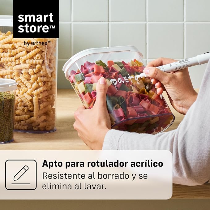 SmartStore Cereal Storage Containers, Set of 2 x 1.7 L | Stackable, Clear, Flip Lid | BPA-Free Kitchen Storage Containers | Pantry Food Storage Containers | Cereal Dispenser, Granola, Pasta, Rice - Image 6