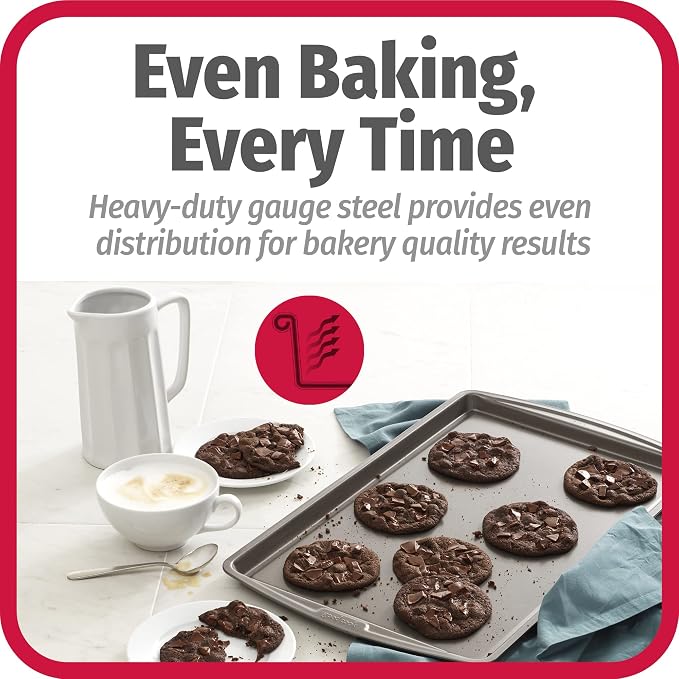 GoodCook Everday Nonstick Carbon Steel 17 x 11-Inch Baking Sheet Set, 2 Pack – Medium Sized Cooking Pans, Bakeware Set, Cookie Sheets for Baking, Oven Pan Set - Image 3