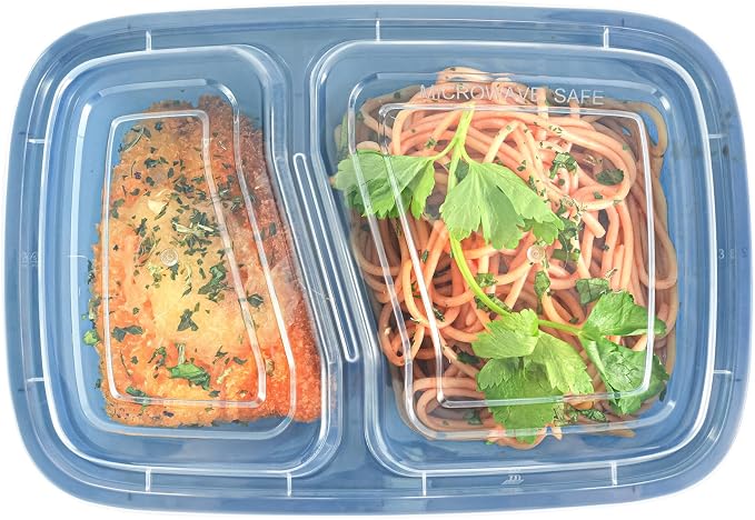 Restaurantware-Asporto 26 Ounce Compartment Take Out Boxes, 100 Microwavable Meal Prep Containers - 2 Compartments, With Clear Plastic Lids, Midnight Blue Plastic Food Containers, Do Not Contain BPA - Image 10