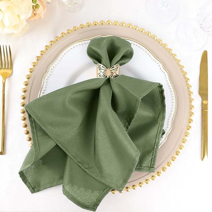 Efavormart Premium Cloth Napkins Set of 25, 20x20 Inch Willow Green Seamless Dinner Napkins, Washable Linen Table Napkin Cloth with Hemmed Edges for Weddings, Party and Banquet by efavormart