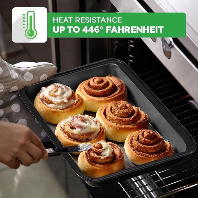 10-Piece Nonstick Bakeware Set - PFOA PFOS PTFE Free Food Grade Safe Carbon Steel Baking Tray Set - Oven Safe Up to 446°F, Pizza, Loaf, Muffin, Round/Square Pans, Cookie Sheet, Etc - NutriChef NCBS10S - Image 5