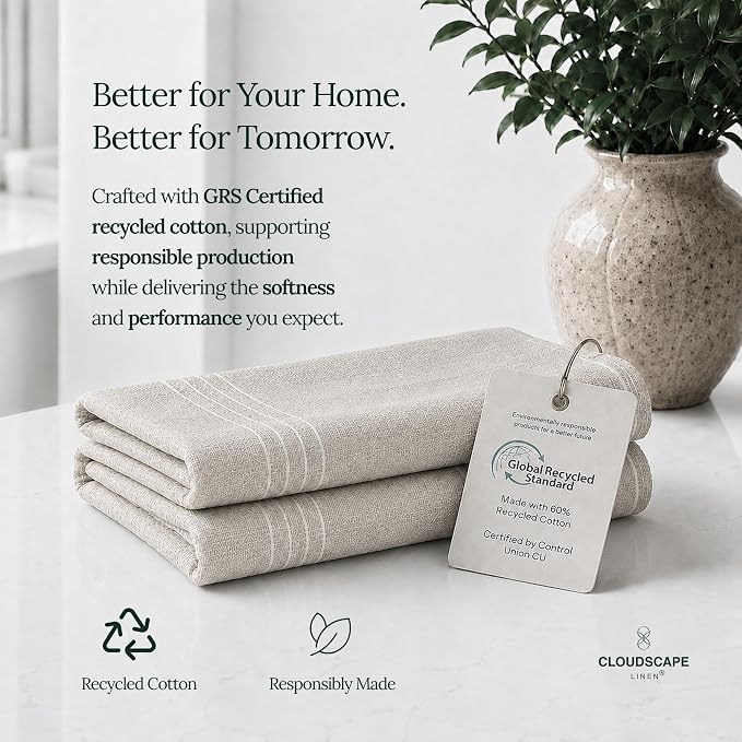CSL Kitchen Towels Cotton, Pack of 6, Absorbent Dish Towel, 18x28 - BOR - Image 6