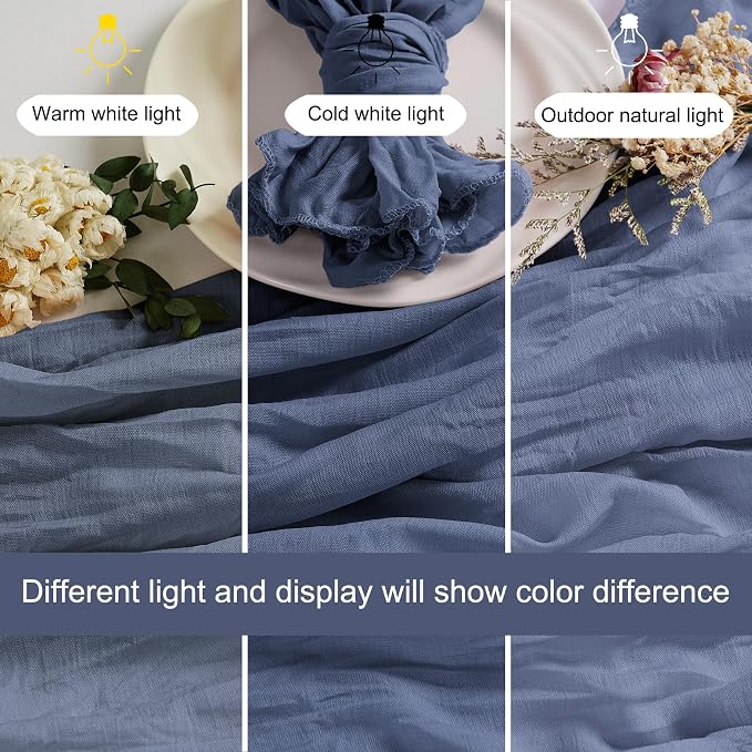 LZY 60 Pack Gauze Cheesecloth Napkins 20x20 Inch Dinner Cloth Napkins, Soft Boho Table Napkins Rustic Wrinkled Cheese Cloth Napkins Bulk for Wedding Party Baby Shower Event Decor (Dusty Blue) - Image 3