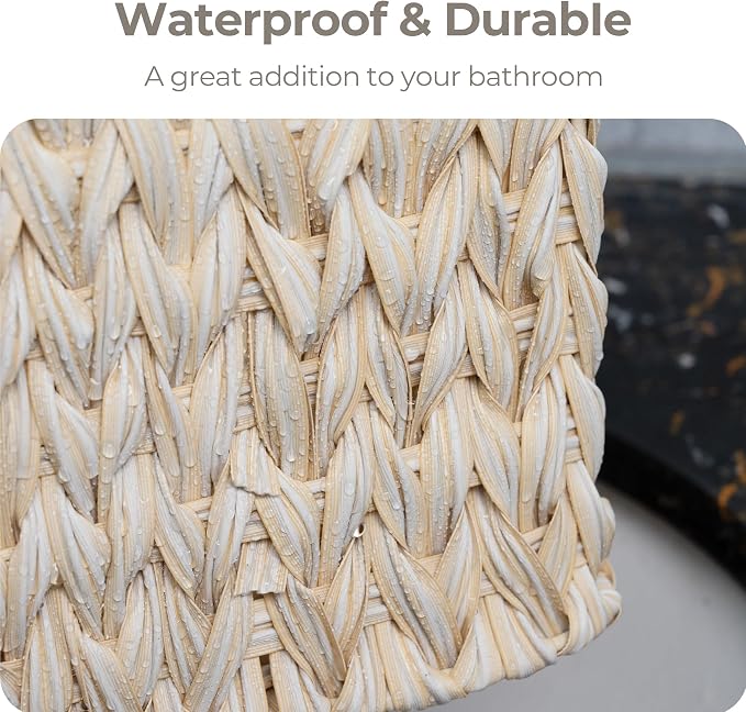 GRANNY SAYS Wicker Baskets for Organizing, Shallow Storage Bins, 2-Pack | Waterproof Wicker Baskets with Handles, Wicker Storage Baskets for Shelves, Woven Baskets for Storage,Living Room,Butter Milk - Image 3