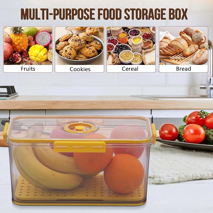 Gifhomfix Bread Box Bread Boxes for Kitchen Counter Airtight, Time Recording Bread Storage Container with Lid, Bread Keeper for Homemade Bread, Toast, Bagel, Donut and Cookies, LARGE Yellow - Image 6