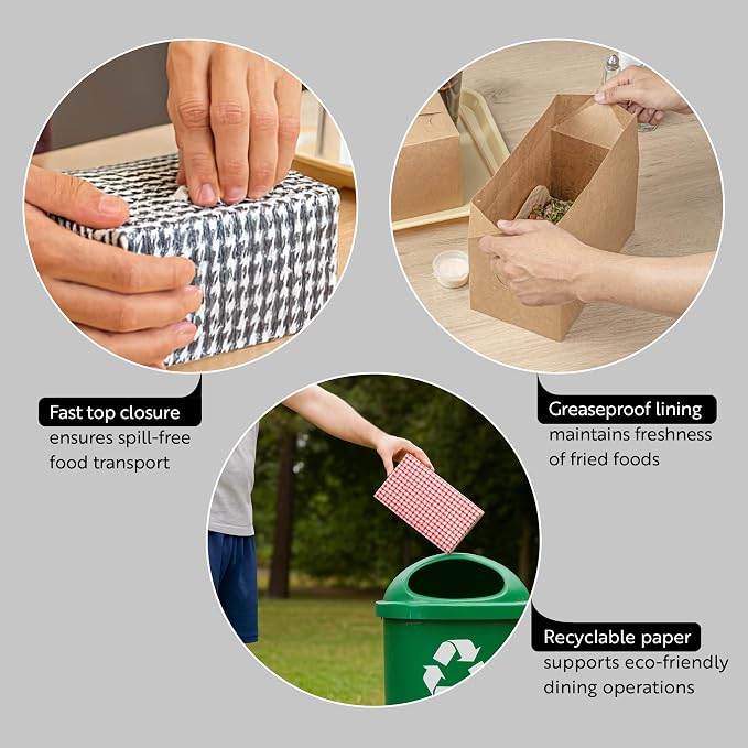 Restaurantware Takeout Container 400 Count 47 Ounces Paper Disposable Meal Box Food Carryout Box Greaseproof Black Houndstooth Design 7.01 x 4.49 x 2.76 Inches Secure Transport Black - Image 3