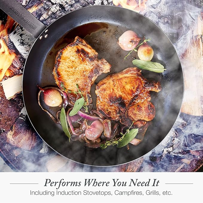 Merten & Storck Pre-Seasoned Carbon Steel 8” Frying Pan Skillet,Use on Induction,Stove and Grill,Durable,Even-Heating,for Searing,Grilling,Oven Use,and Campfire,Indoor/Outdoor,(Pack of 6) - Image 9