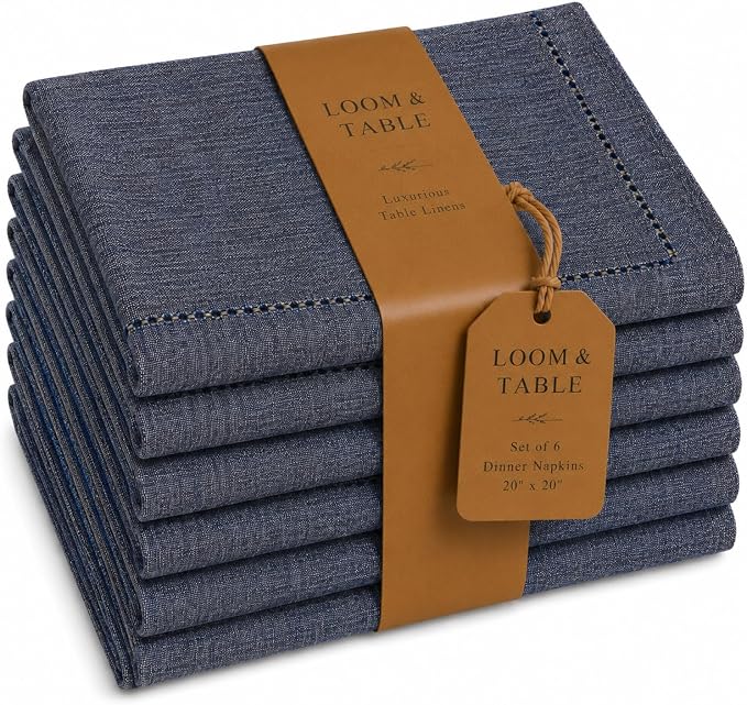 Maple Navy Napkins by Loom & Table – Elegant, Wrinkle-Resistant, Machine Washable – Luxury Napkin for Dining Room, Weddings, Dinner Parties, Holidays, Birthdays, or Everyday Use by LoomandTable