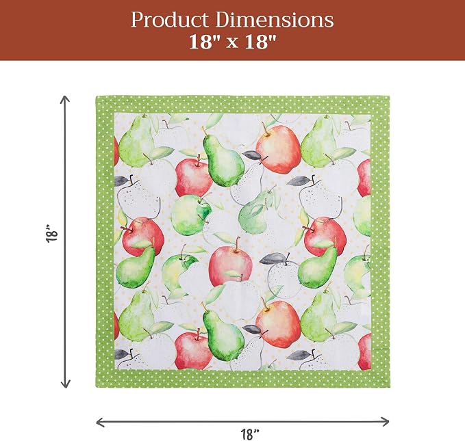 Maison d' Hermine Cloth Napkins Set of 4 Reusable 100% Cotton (18" x 18") | Everyday Square Napkins Cloth Washable Dinner Party Wedding Restaurant Hotel Kitchen Spring Summer - Apples & Pears - Image 7