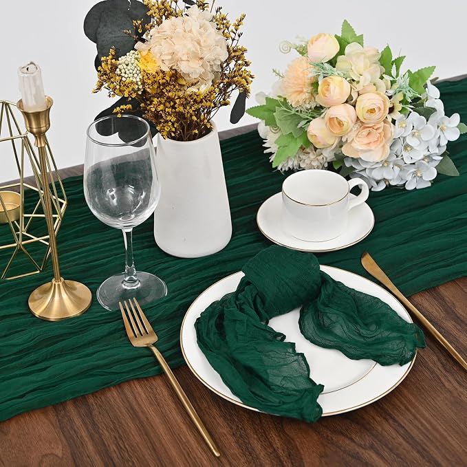 fani 60 Pack Gauze Cheesecloth Napkins, 20 x 20 in, Emerald Green | Wrinkled Table Napkins, Soft Cotton, Rustic Decorative, Weddings, Party, Dinner Table, Everyday Use - Image 7
