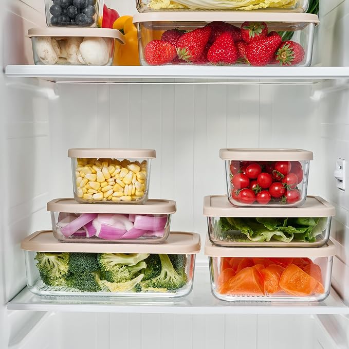Glass Food Storage Containers with Lids — 6 Piece — 10.5 oz Glass with BPA-Free Leakproof Stackable Lids — Microwave, Oven & Dishwasher Safe — Ideal for Meal Prep & More - Cashew Cream - Image 10