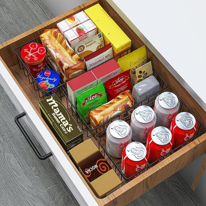 Joben Oligey 9 PACK (3 Szie) Small Wire Storage Baskets for Organizing,Pantry Organization Bins for Cabinets, Metal Basket for Kitchen, Bathroom Organizer (Black-9) - Image 4