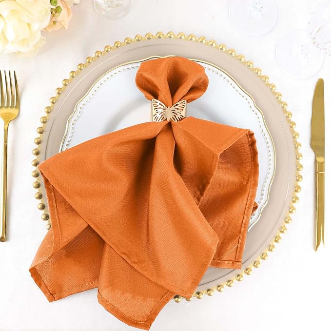 Efavormart Premium Cloth Napkins Set of 50, 20x20 Inch Orange Seamless Dinner Napkins, Washable Linen Table Napkin Cloth with Hemmed Edges for Weddings, Party and Banquet - Image 5