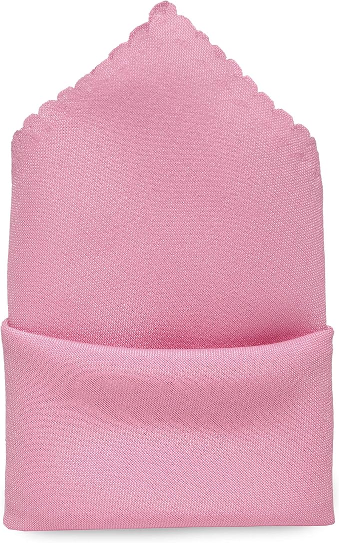 Pack of 25 Polyester Napkins 17 x 17 Inch Square with Scalloped Edge, Plain Washable Reusable Dining Table Cloth Napkin for Wedding Party Banquet Home Restaurant Bistro Decoration - Pink - Image 3