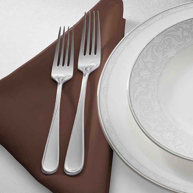 Lann's Linens Set of 12 Cloth Dinner Napkins, 20-inch Polyester Napkins, Washable and Reusable Fabric for Wedding, Hotel, Restaurant - Chocolate Brown - Image 2