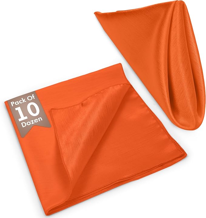 17x17-Inch Shantung Satin Cloth Napkins, Orange Set of 120 - Image 2
