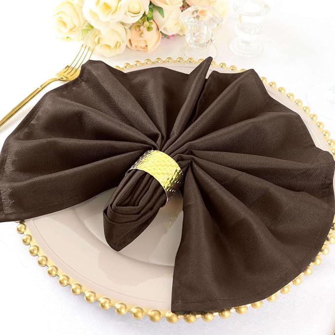 Efavormart Premium Cloth Napkins Set of 100, 20x20 Inch Chocolate Seamless Dinner Napkins, Washable Linen Table Napkin Cloth with Hemmed Edges for Weddings, Party and Banquet - Image 2