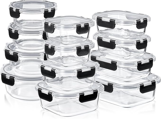 Sorbus Glass Meal Prep Containers, Dishwasher and Oven Safe Reusable Meal Prep Containers, Freezer Safe Glass Food Storage Containers with Airtight Lids - Image 2