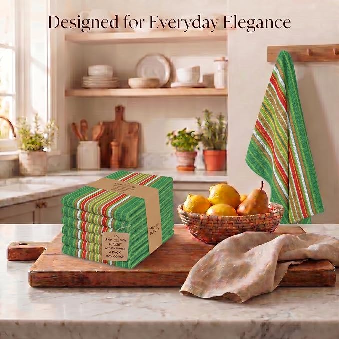 Urban Villa Kitchen Towel Cotton Dish Towel 20”x30”(Set of 6) Leaf Green - Image 5