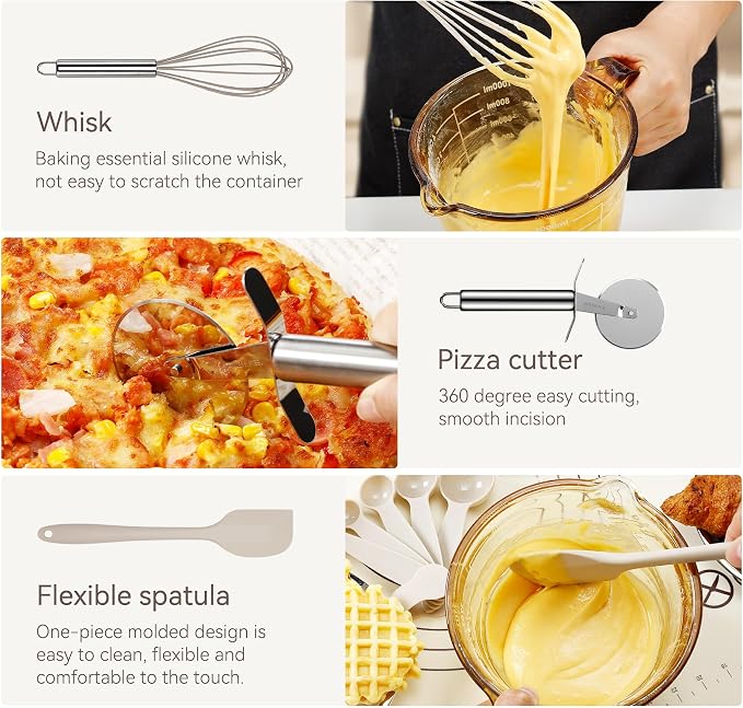 NCUE 35 Pcs Silicone Cooking Utensils Set BPA Free 446°F Heat Resistant | Stainless Steel Handles Kitchen Utensils Set, Thickened Heads Silicone Grips Nonstick Dishwasher Safe for Baking Housewarming - Image 6