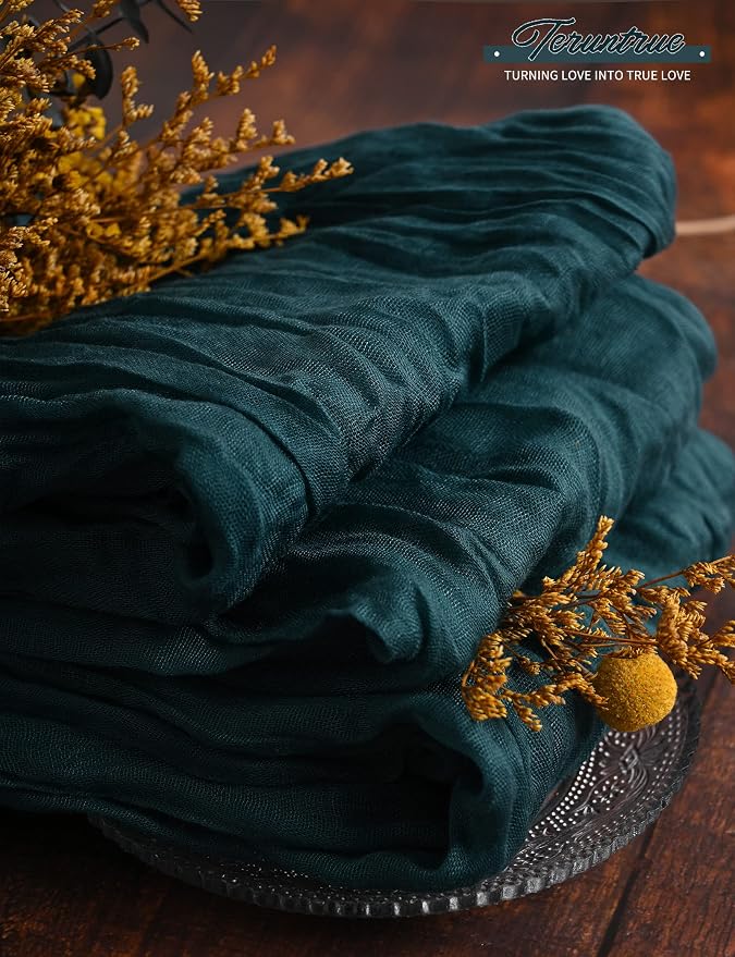 42 Packs Gauze Cheesecloth Napkins 20 x 20 Inch Dark Teal Wrinkled Dinner Napkins Bulk, Rustic Boho Soft Cloth Napkin for Wedding Party Event Dinner Table Decoration - Image 5