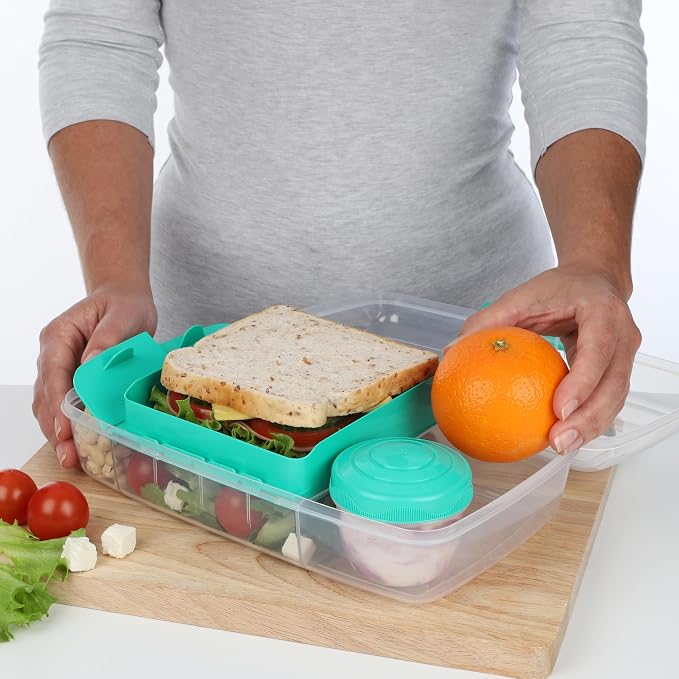 Sistema To Go 1.76L (3-Pack) Bento Box Food Storage Containers, School Lunch Boxes with Removable Dividers & Snack Pot, Freezer, Microwave, & Dishwasher-Safe, Assorted Colors, BPA-Free - Image 2