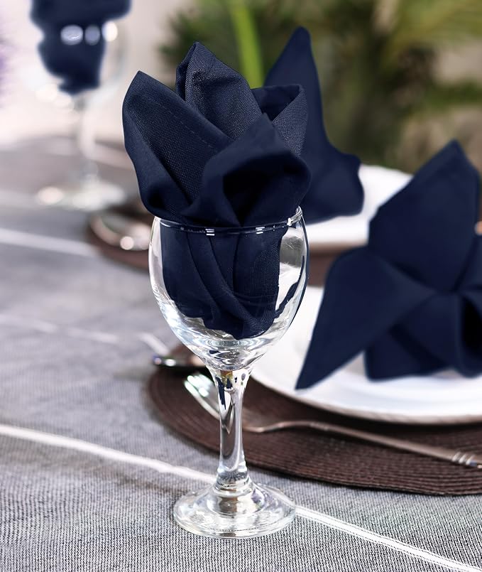 Utopia Home Navy Blue Cloth Napkins (12 Pack, 18x18 Inches), Ideal Dinner Napkins for Party, Wedding and Lunch/Dinner - Image 5