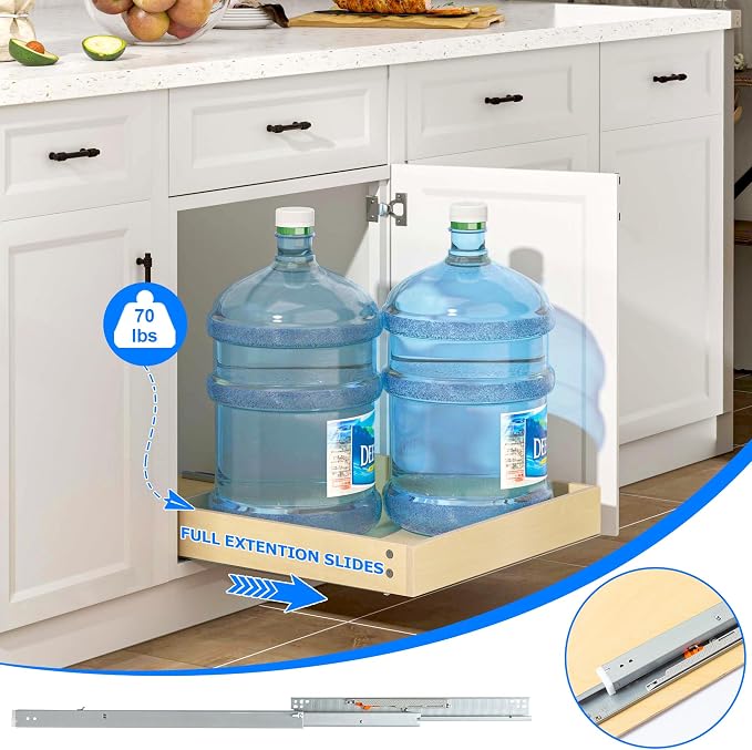 WelFurGeer Soft Close Pull Out Cabinet Organizer, 26" W x 22" D Pull Out Drawer for Cabinet, Bottom Mount Pull Out Drawers for Kitchen Cabinets, Smooth Slide-Out Shelves for Home Kitchen Organization - Image 6