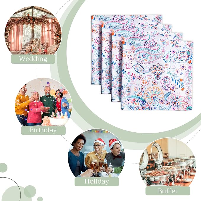 Maison d' Hermine Cloth Napkins Set of 4 Reusable 100% Cotton (20" x 20") | Everyday Square Napkins Cloth Washable Dinner Party Wedding Restaurant Hotel Kitchen Spring Summer - Indian Floral - Image 6
