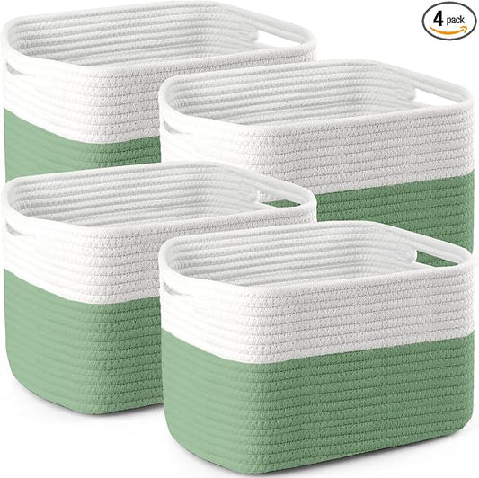 4 Pack Storage Baskets for Organizing, 11''Lx9''Wx8''H Woven Baskets for Storage Toys, Towels, Books, and Clothes, Cotton Rope Basket for Shelves with Handle by Unknown