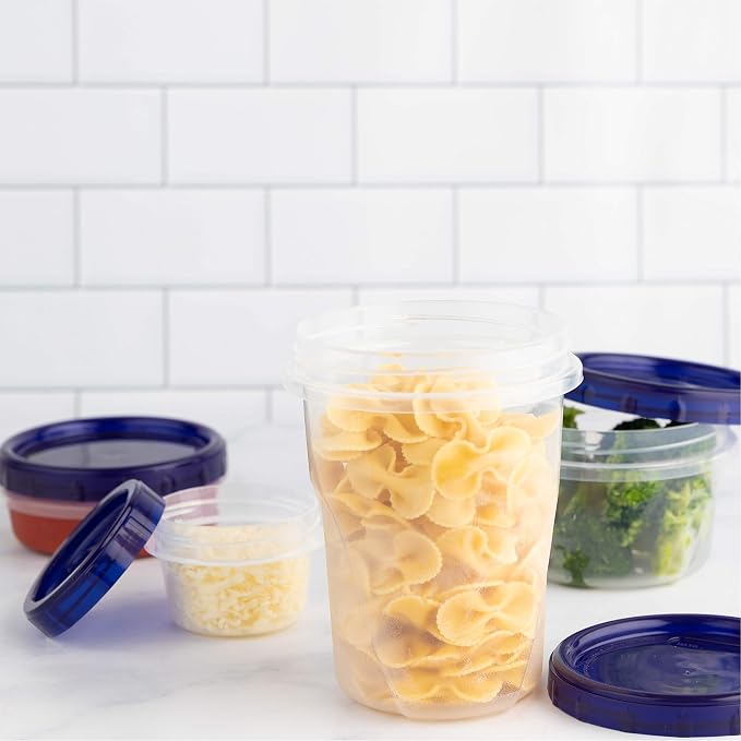 PLASTICPRO 32 oz Twist Top Deli Containers Clear bottom With blue 72 Pack - Image 2