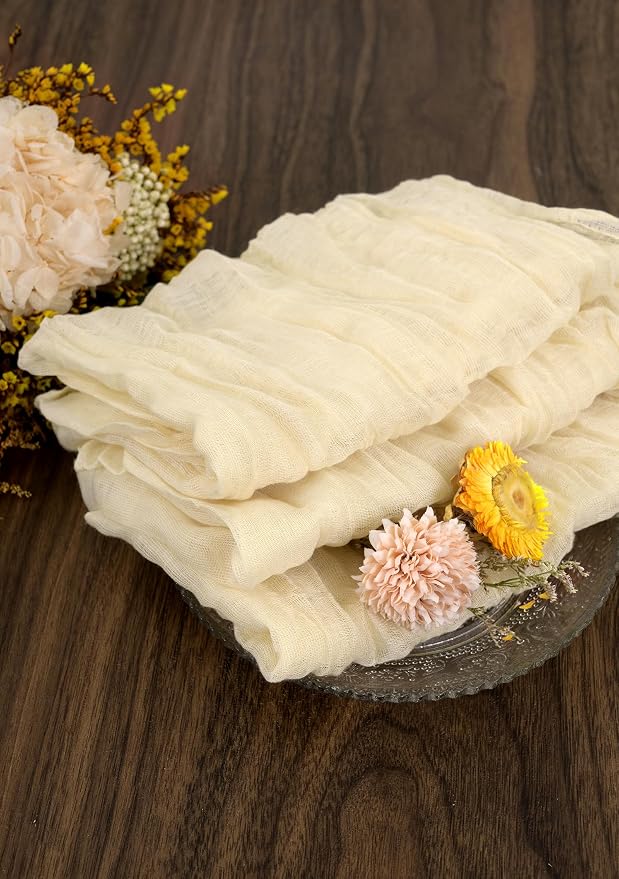 fani 100 Pack Gauze Cheesecloth Napkins, 20 x 20 in, Ivory | Wrinkled Table Napkins, Soft Cotton, Rustic Decorative, Weddings, Party, Dinner Table, Everyday Use - Image 5