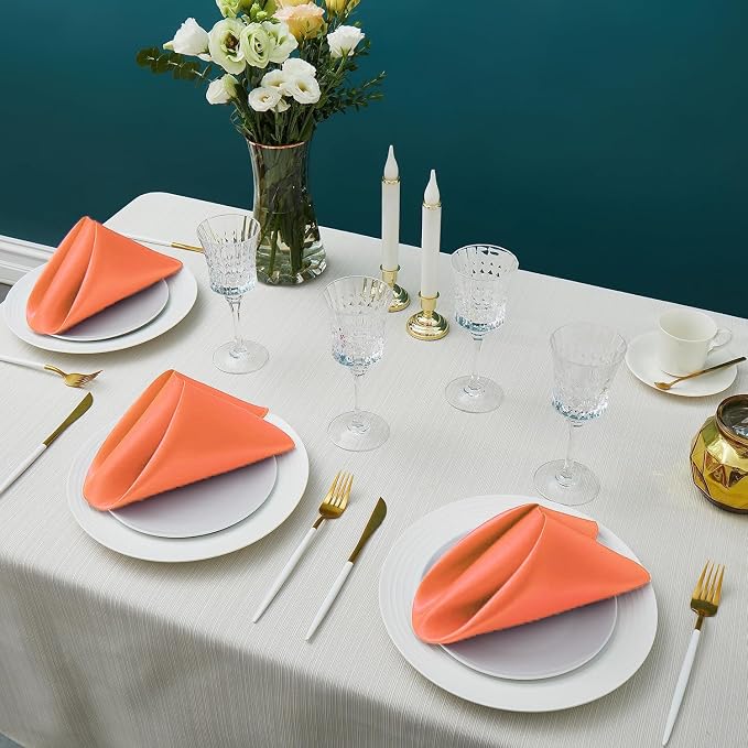 MDS® Pack of 100 Satin Napkins 12 x 12 Inch, Soft Silky Reusable Cloth Dinner Table Napkins for Wedding Décor, Reception, Birthday, Parties, Banquets, Catering, Restaurants & Hotel - Peach - Image 2