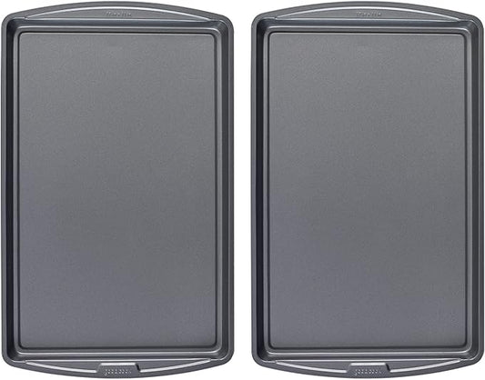 GoodCook Everday Nonstick Carbon Steel 17 x 11-Inch Baking Sheet Set, 2 Pack – Medium Sized Cooking Pans, Bakeware Set, Cookie Sheets for Baking, Oven Pan Set by GoodCook