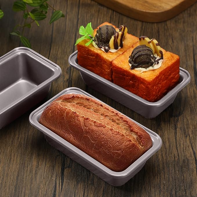 Uiifan 12 Pack Mini Loaf Pans, 6.1 x 3.3 x 2.1 in, Champagne Gold | Non Stick Small Bread Pans, Rectangle Banana Bread Tins, Tiny Carbon Steel Baking Pan, for Halloween Baking, Picnics, Party - Image 2