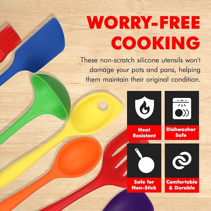 Chef Craft Premium Silicone Kitchen Tool and Utensil Set, 7 Piece, Assorted - Image 3