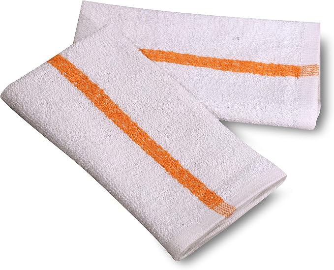 120 PC New Cotton Blend White Restaurant Bar Mops Kitchen Towels (10 Dozen ) (120, Gold Stripe), 32 Oz - Image 2