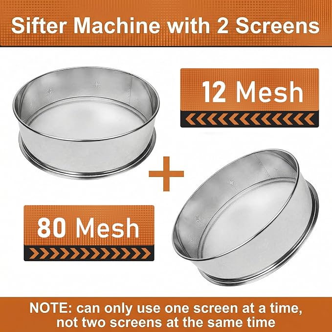 Sidasu Automatic Sieve Shaker Machine,Vibrating Sifter with 12&80 Screens | Electric 110V Sifter Machine for Baking Kitchens,Grain Milling,Herbal Powder,Food Preparation - Image 3