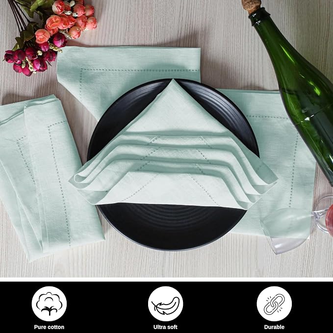 BEDDING CRAFT Linen Cloth Napkins Set of 4, 18x18, Pastel Blue | Soft Durable Washable -Ideal for Events Wedding Christmas Thanksgiving Newyear-Perfect Everyday Use Table Linen 18x18. - Image 6
