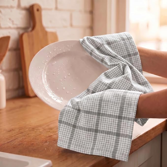 Urban Villa Kitchen Towels Cotton Dish Towels 20”x30” (Set of 6) Tiny Checks - Image 7