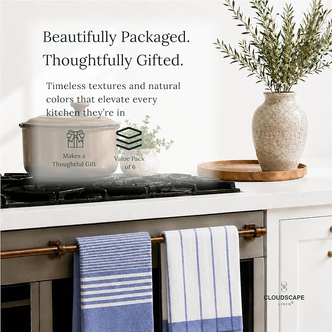 CSL Pack of 12 Kitchen Towels, Absorbent & Soft, Oversized, 18x28- Indigo - Image 8