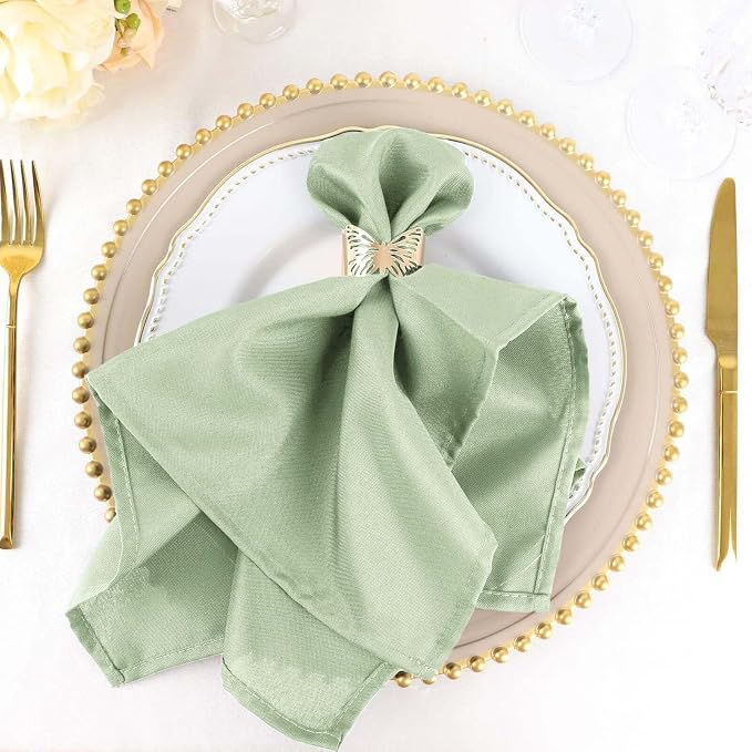 Efavormart Premium Cloth Napkins Set of 5, 20x20 Inch Sage Green Seamless Dinner Napkins, Washable Linen Table Napkin Cloth with Hemmed Edges for Weddings, Party and Banquet by efavormart