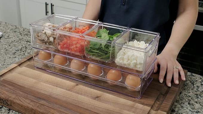 Pikanty Egg Holder for Refrigerator with Removable Tray - Holds 17 Eggs, Clear Plastic Container with Pull Handles for Bulk Eggs, Farm Fresh, Backyard Chickens, Dishwasher Safe, Made in USA - Image 3