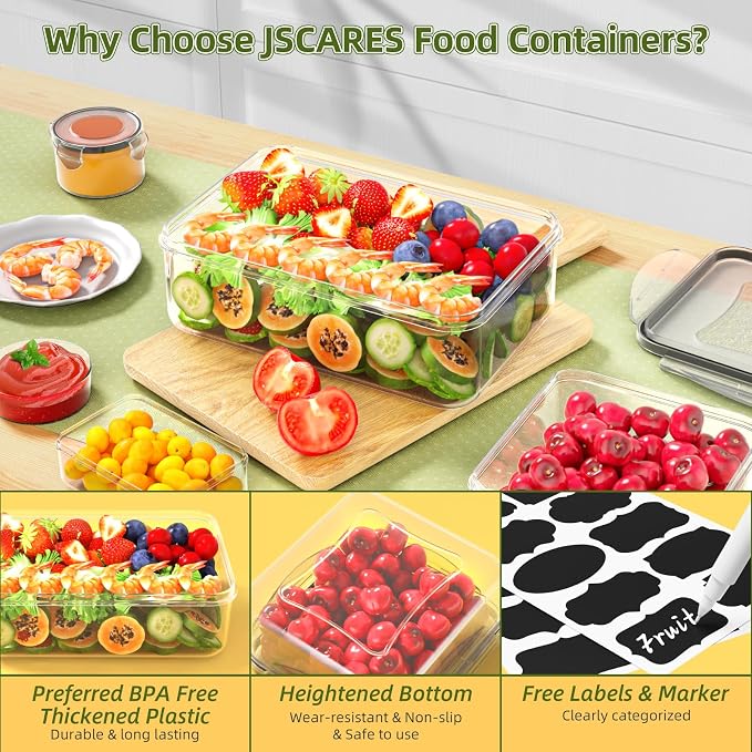 50 PCS Food Storage Containers with Lids Airtight (25 Lids & 25 Containers)- Reusable Plastic Leakproof Meal-Prep Container for Kitchen Storage Organization Microwave/Dishwasher Safe with Labels & Pen - Image 4